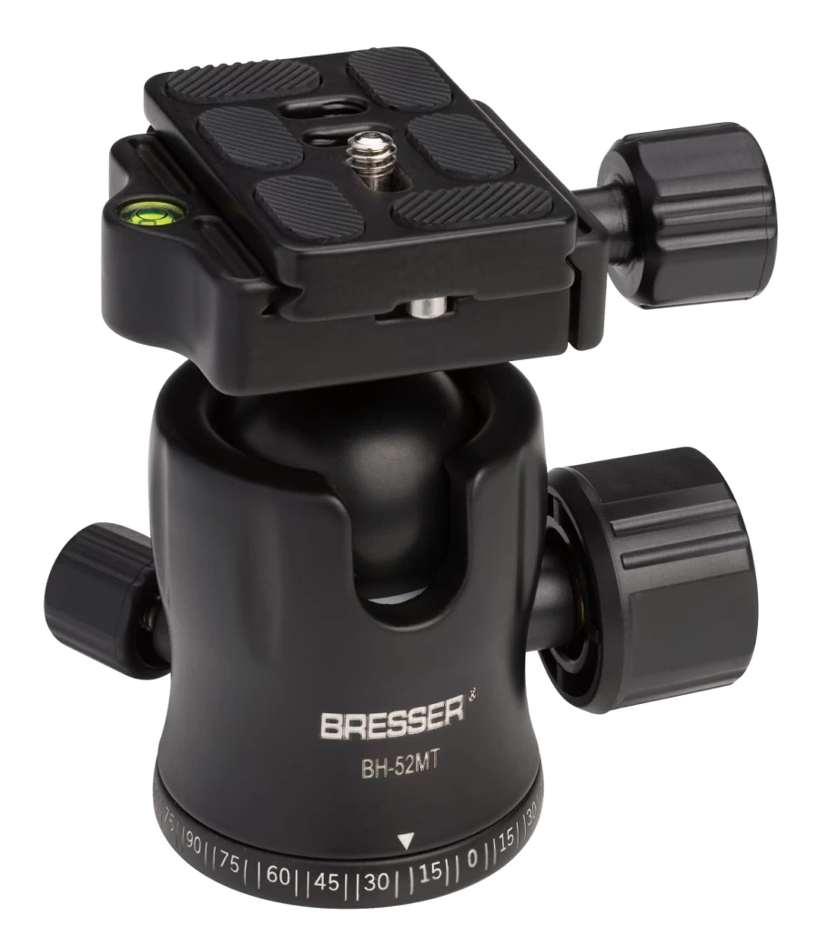 Bresser BH-52MT Heavy Duty Ball Head with Quick Release Plate – Supports Up to 15kg for Tripods and Monopods