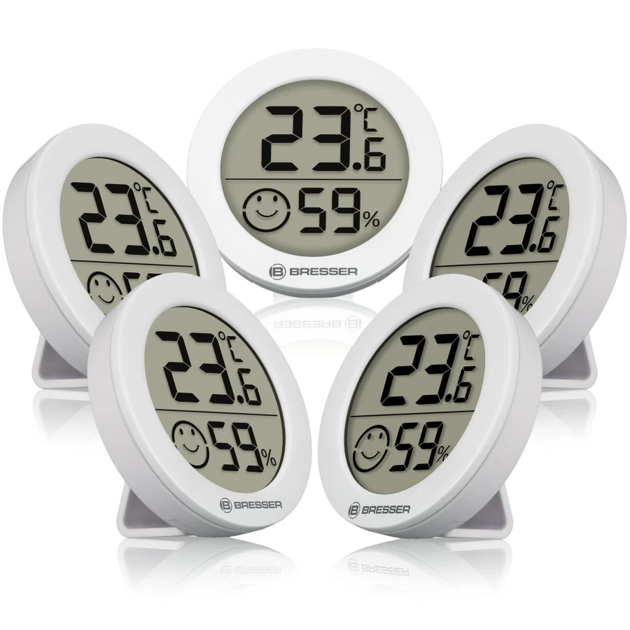 Bresser Smile 5-Pack Thermo-Hygrometer Set – Accurate Temperature & Humidity Monitor