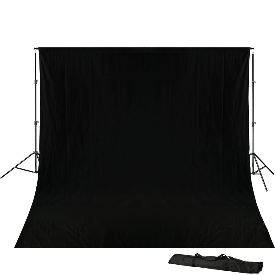 Bresser Br-D23 6x3 Meter Black Photography Background System with Cloth for Studio Setup