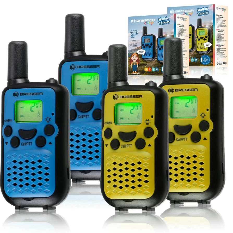 Bresser Junior Walkie-Talkie Set - 2 Pack, 6km Range, Hands-Free, Kids Long-Distance Two-Way Radios