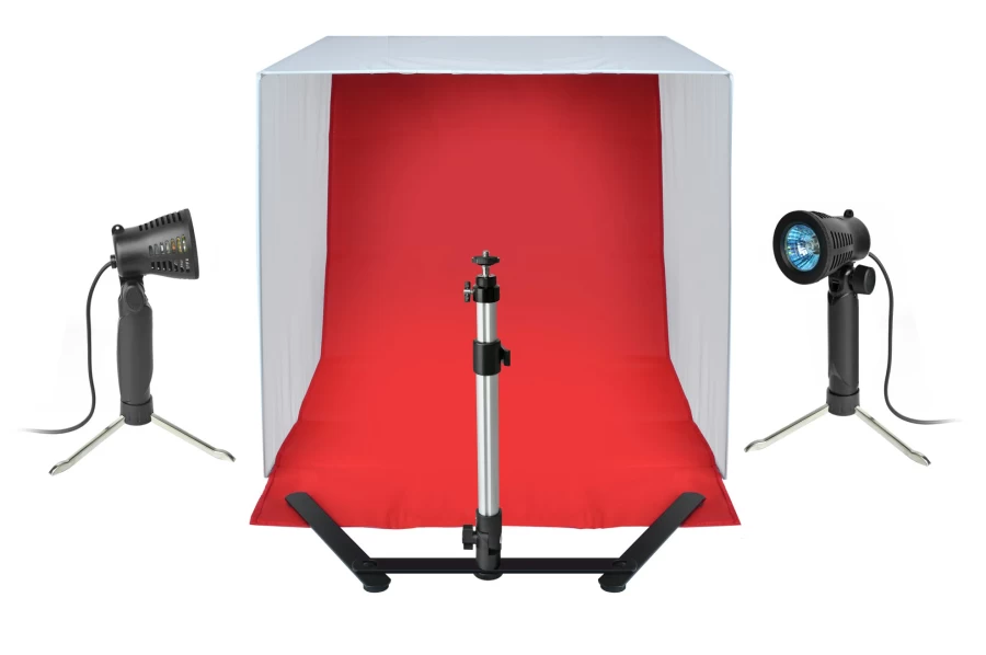 Bresser BR-2118B 60cm LED Light Box for Product Photography - Portable 60x60x60cm Shooting Tent with Backdrops