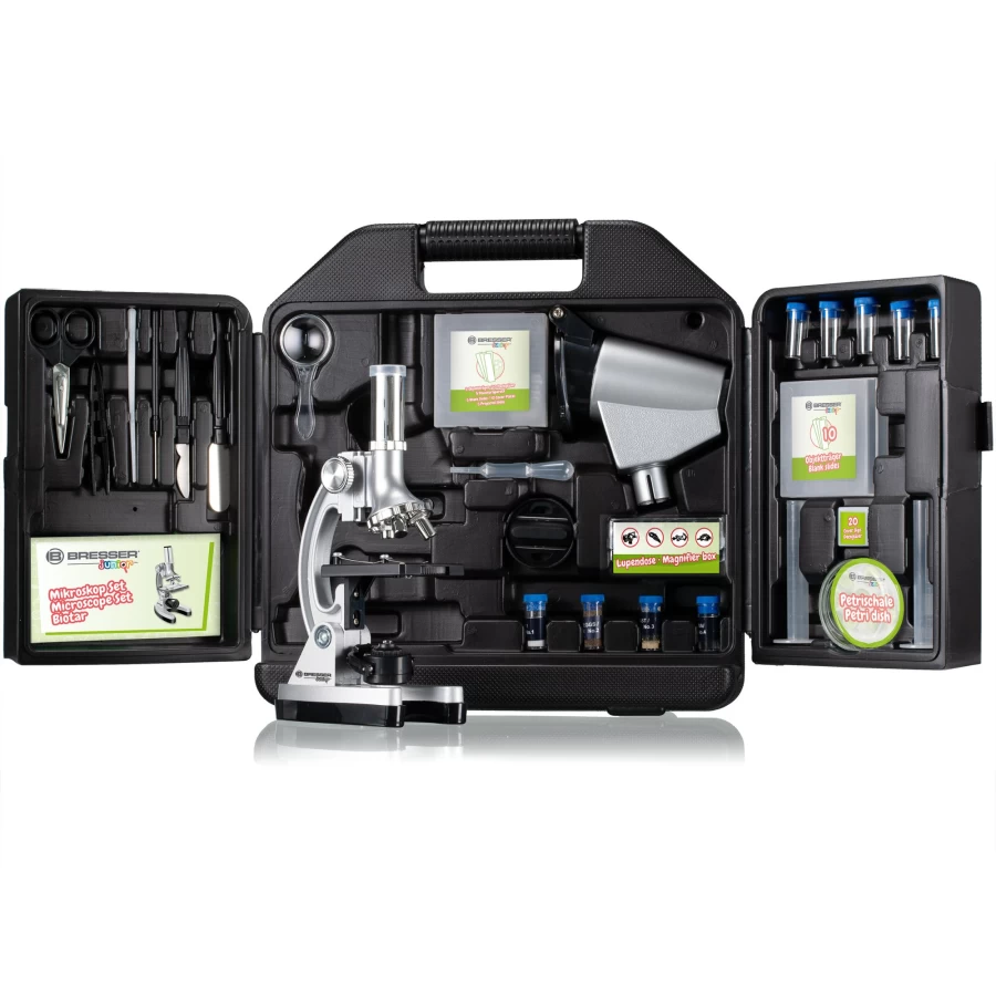 Bresser Junior Biotar Deluxe 300X-1200X Microscope Set with Portable Case for Kids & Students