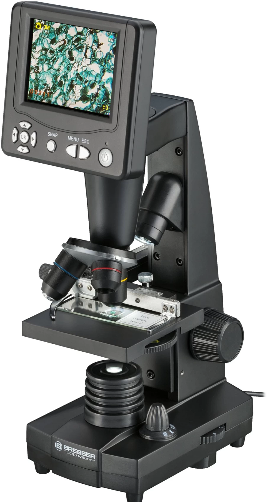 Bresser 3.5" LCD Student Microscope with 8.9cm Display - Portable Digital Microscope for Kids and Beginners