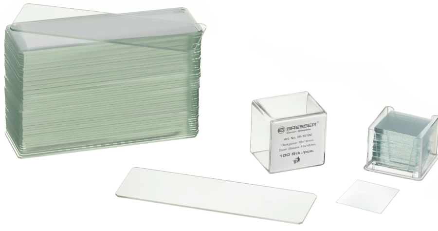 Bresser Microscope Blank Slides and Cover Plates Set - 50 or 100 Pieces for Lab and Educational Use