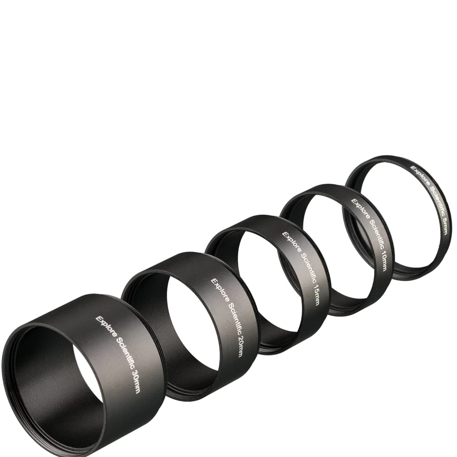 Bresser M48X0.75 Telescope Extension Ring Set - 5 Sizes (5mm, 10mm, 15mm, 20mm, 30mm) for Astronomy & Photography