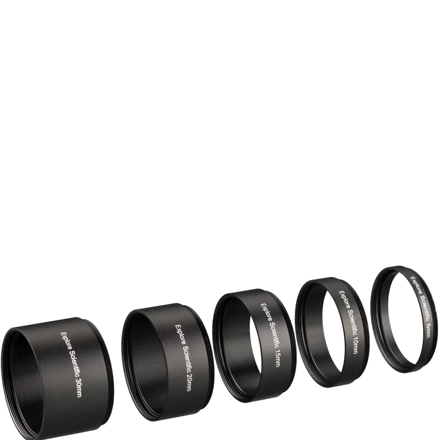 Bresser M48X0.75 Telescope Extension Ring Set - 5 Sizes (5mm, 10mm, 15mm, 20mm, 30mm) for Astronomy & Photography