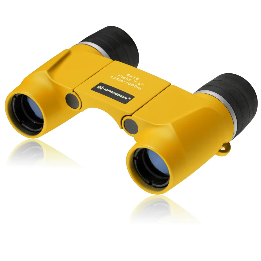 Bresser Junior 6x18 Kids Binoculars - Yellow Children’s Outdoor Exploration Toy