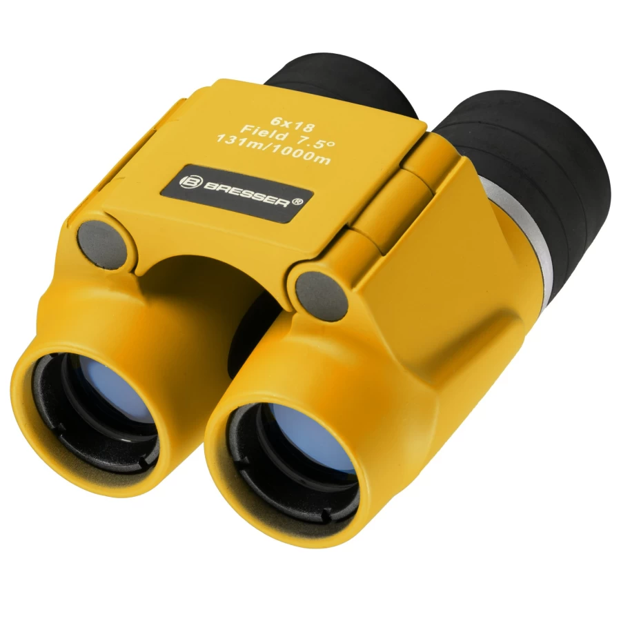 Bresser Junior 6x18 Kids Binoculars - Yellow Children’s Outdoor Exploration Toy