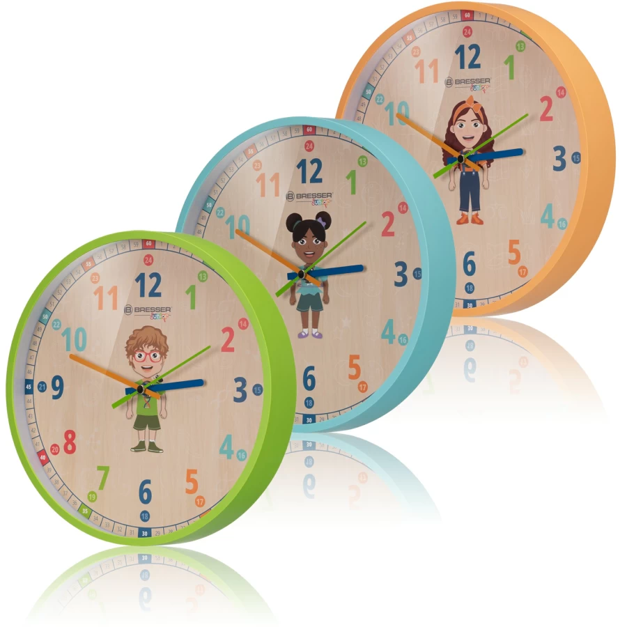 Bresser Junior Kids Wall Clock - Educational Children's Room Decor with Easy-to-Read Numbers