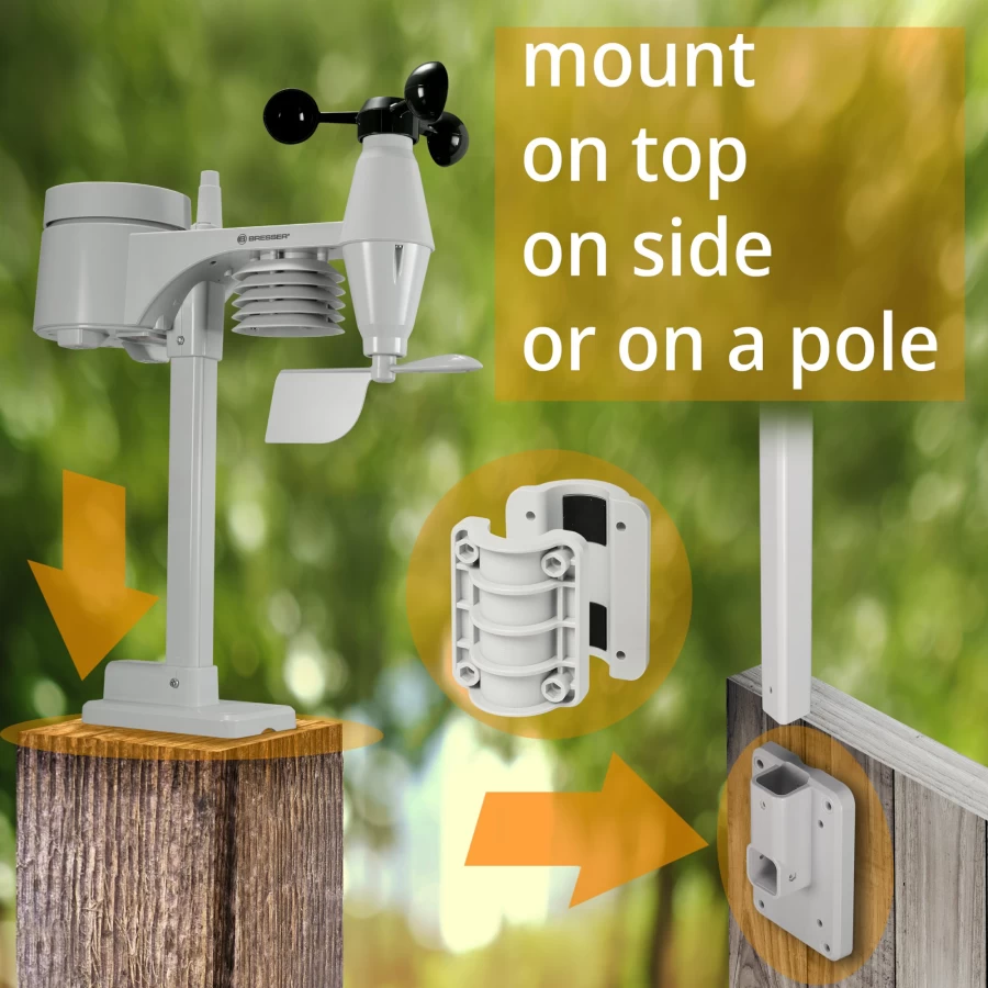 Bresser 5-In-1 Outdoor Weather Sensor Compatible with Weather Centers 7002510, 7002511, 7002512, 7002513, 7002580 - Model 1156743