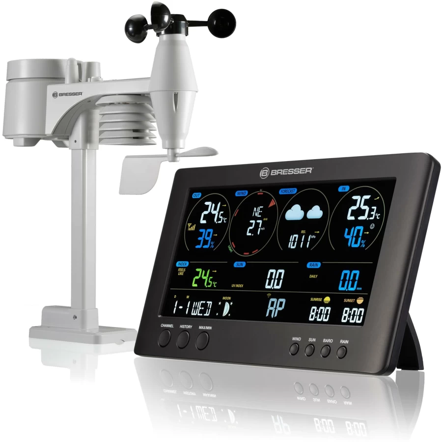 Bresser ClearView WiFi Weather Station with 7-in-1 Wireless Sensor for Real-Time Forecast & Monitoring