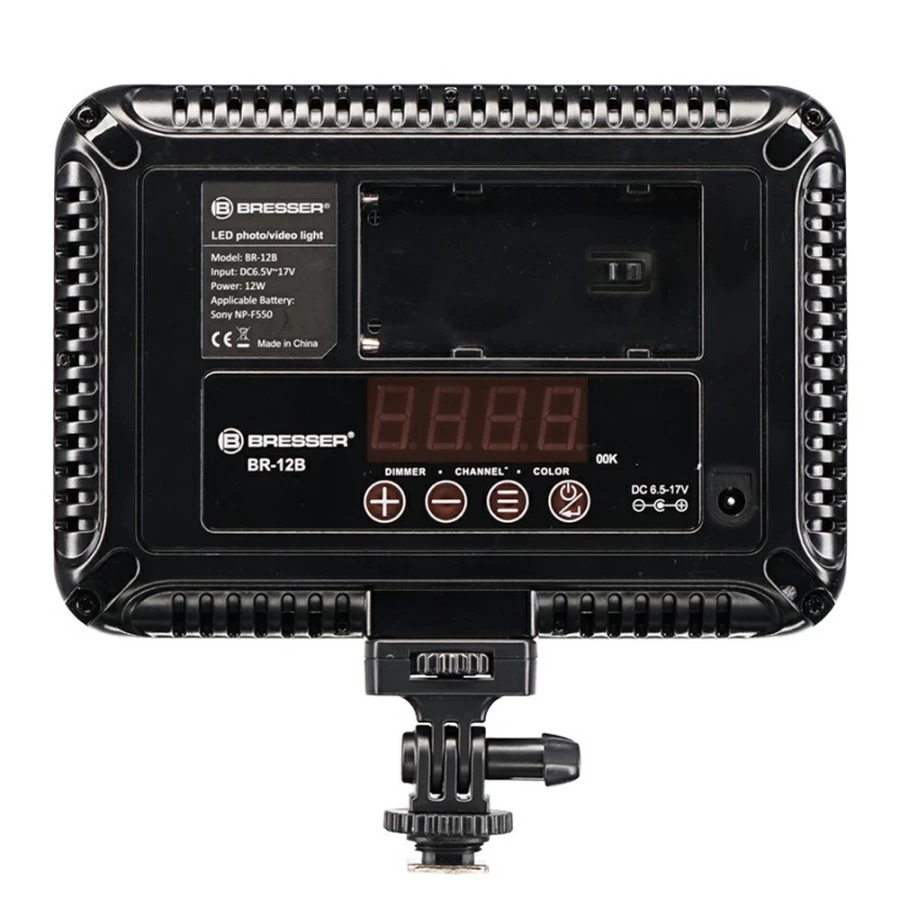 Bresser BR-12B Bi-Color LED On-Camera Light with Adjustable Brightness for Photography and Videography