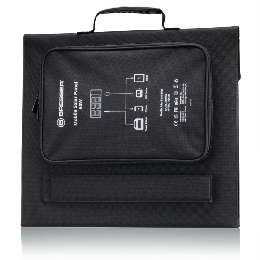 Bresser 60W Portable Solar Charger with USB and DC Output for Outdoor Power