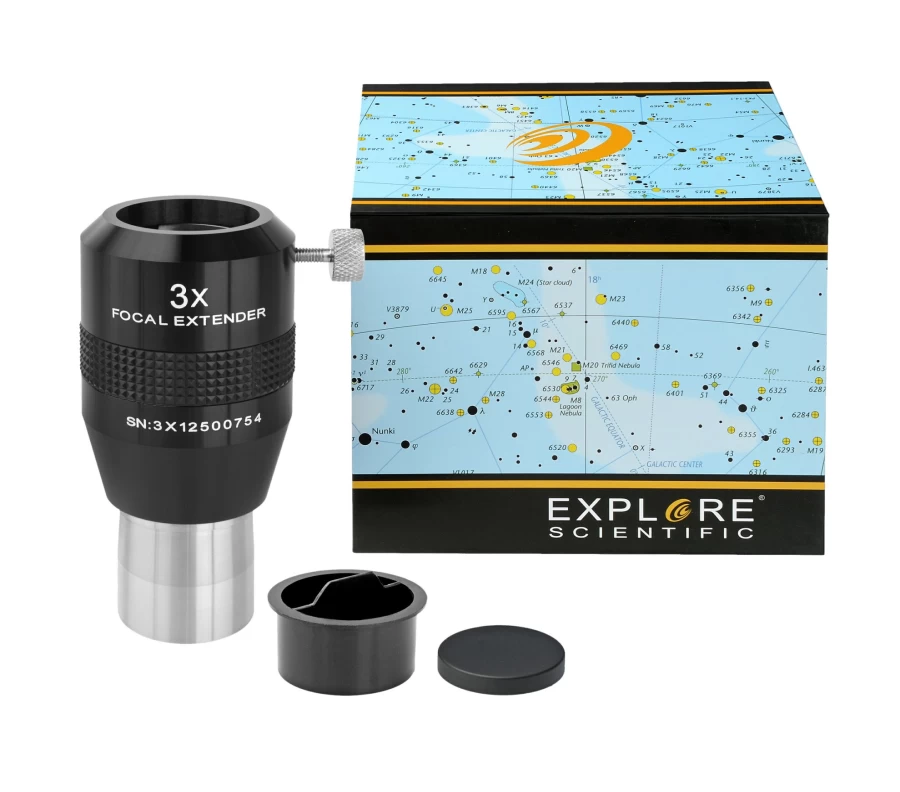 Bresser 3X Telextender Barlow Lens 1.25" (31.7mm) - Explore Scientific Compatible Telescope Accessory