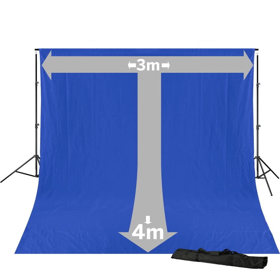 Bresser Br-D23 Chroma Key Blue Background System with 3x4M Cloth for Green Screen Photography