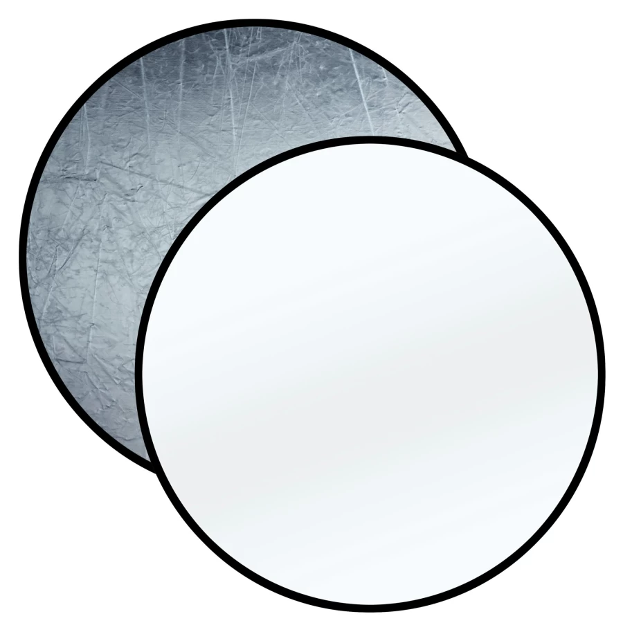 Bresser TR-8 110cm Collapsible Round Photography Reflector – Silver/White 2-in-1 Light Reflector for Studio & Outdoor Shooting