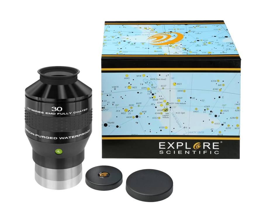 Bresser 30mm 100° Ultra Wide Angle Eyepiece for Telescopes – 3" Barrel (76.2mm) – Explore Scientific Compatible