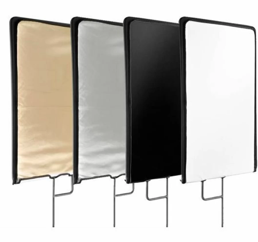 Bresser 75x90cm 5-in-1 C-Stand Flag Panel Kit with Reflector, Diffuser, and Backdrop for Studio Photography