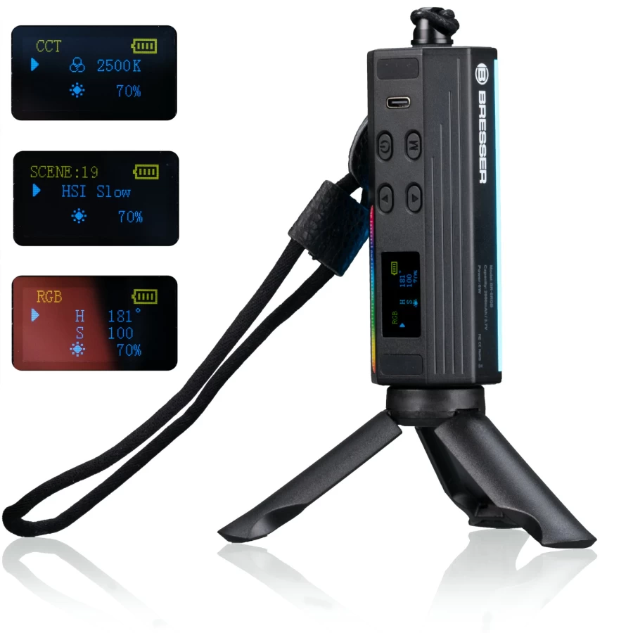 Bresser BR-6 RGB Mini LED Light Tube - Portable Color-Changing Decorative Lighting
