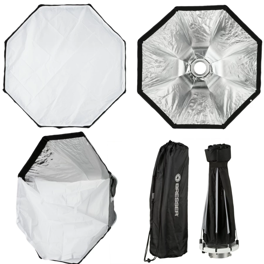 Bresser 65cm Super Quick Easy-Open Octabox for Speedlite Flashes – Portable Softbox for Professional Photography Lighting