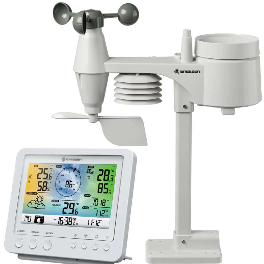 Bresser 5-in-1 WiFi Color Weather Station with Professional Sensor - White