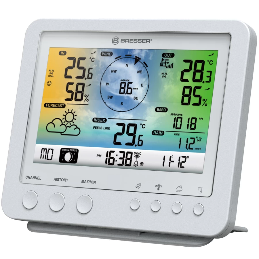 Bresser 5-in-1 WiFi Color Weather Station with Professional Sensor - White