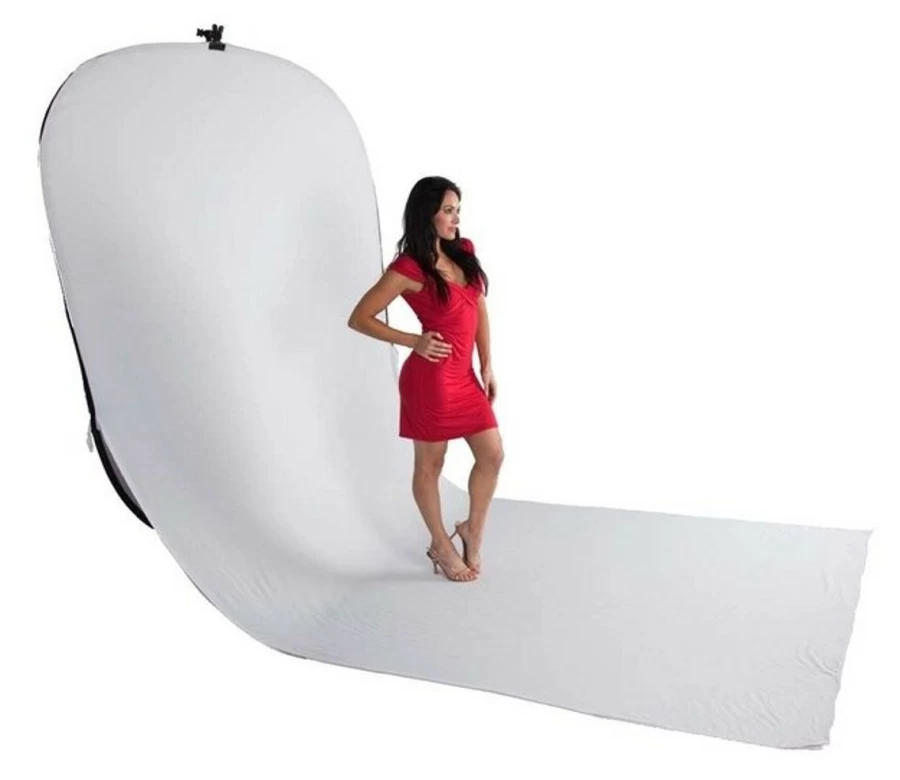Bresser TR-10 Foldable Background 150x200 cm with 200 cm White Fabric Train - Black/White Dual-Sided Photo Studio Backdrop