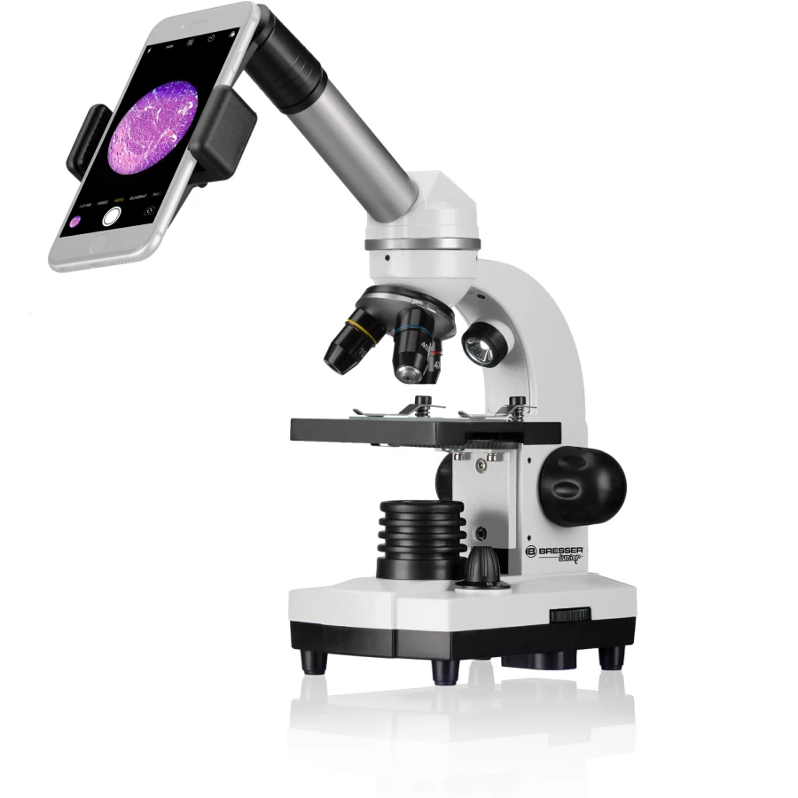 Bresser Junior Biolux Sel Student Microscope with Hard Case | Portable Kids Science Lab Tool | 40x-1024x Magnification | LED Illumination | Durable Shell for School & Home Use