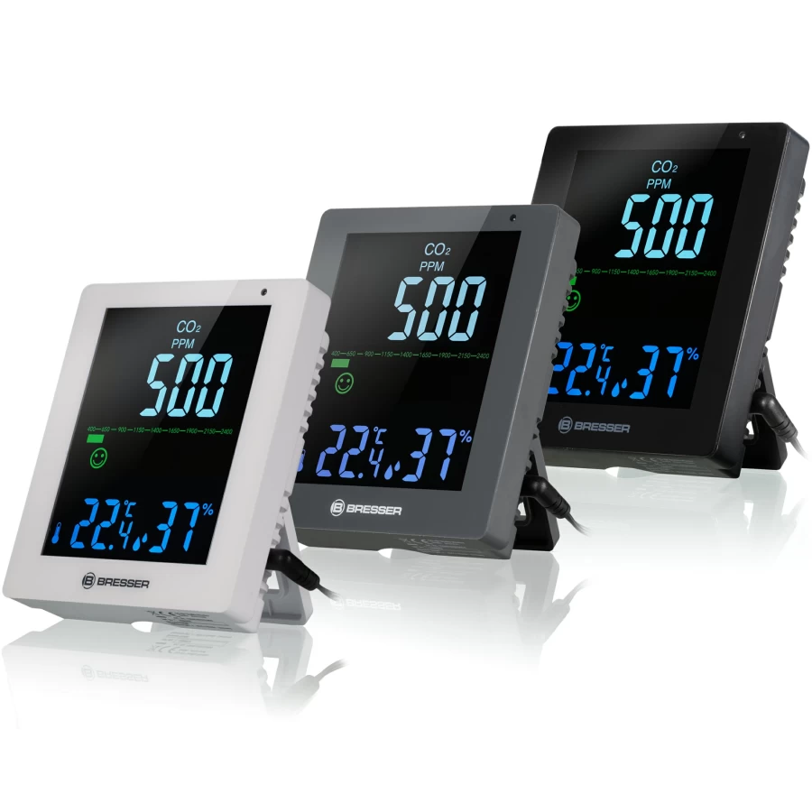 Bresser Air Quality Monitor – Portable Indoor Air Pollution Detector with Real-Time PM2.5, CO2, Temperature & Humidity Sensor
