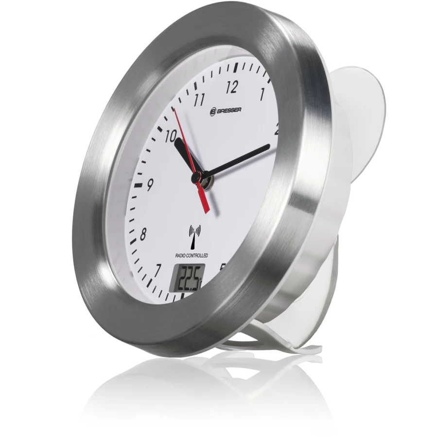 Bresser Mytime White Bathroom Radio Controlled Clock with Precision Timekeeping