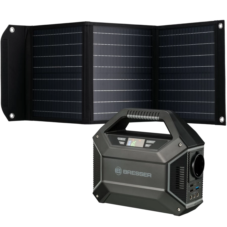 Bresser 100W Portable Solar Power Kit with 40W Solar Panel for Outdoor & Emergency Use