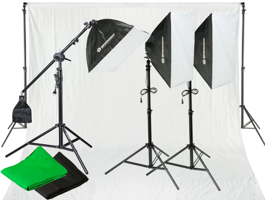Bresser BR-2105 Daylight Studio Lighting Kit with Background Set - 2925W Continuous Lighting for Photography