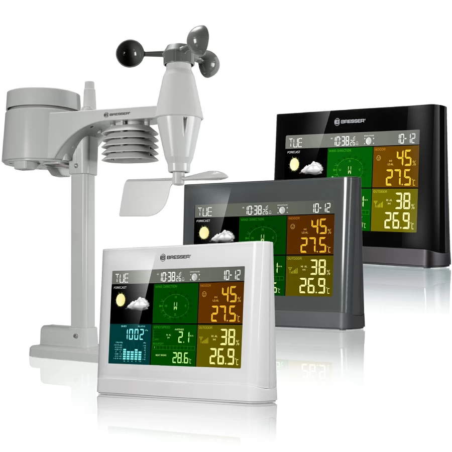 Bresser 5-in-1 Wireless Weather Station with Color Display – Accurate Indoor/Outdoor Temperature, Humidity, and Forecast