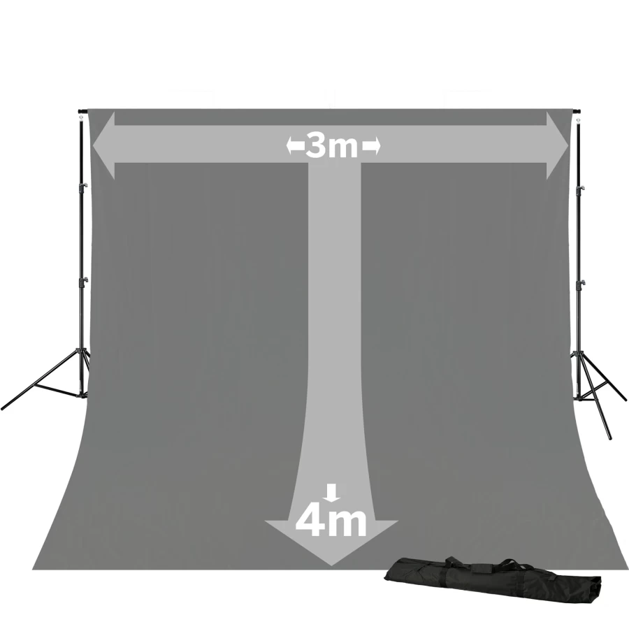 Bresser Br-D23 3m x 4m Grey Photography Background System with Cloth for Studio Setup