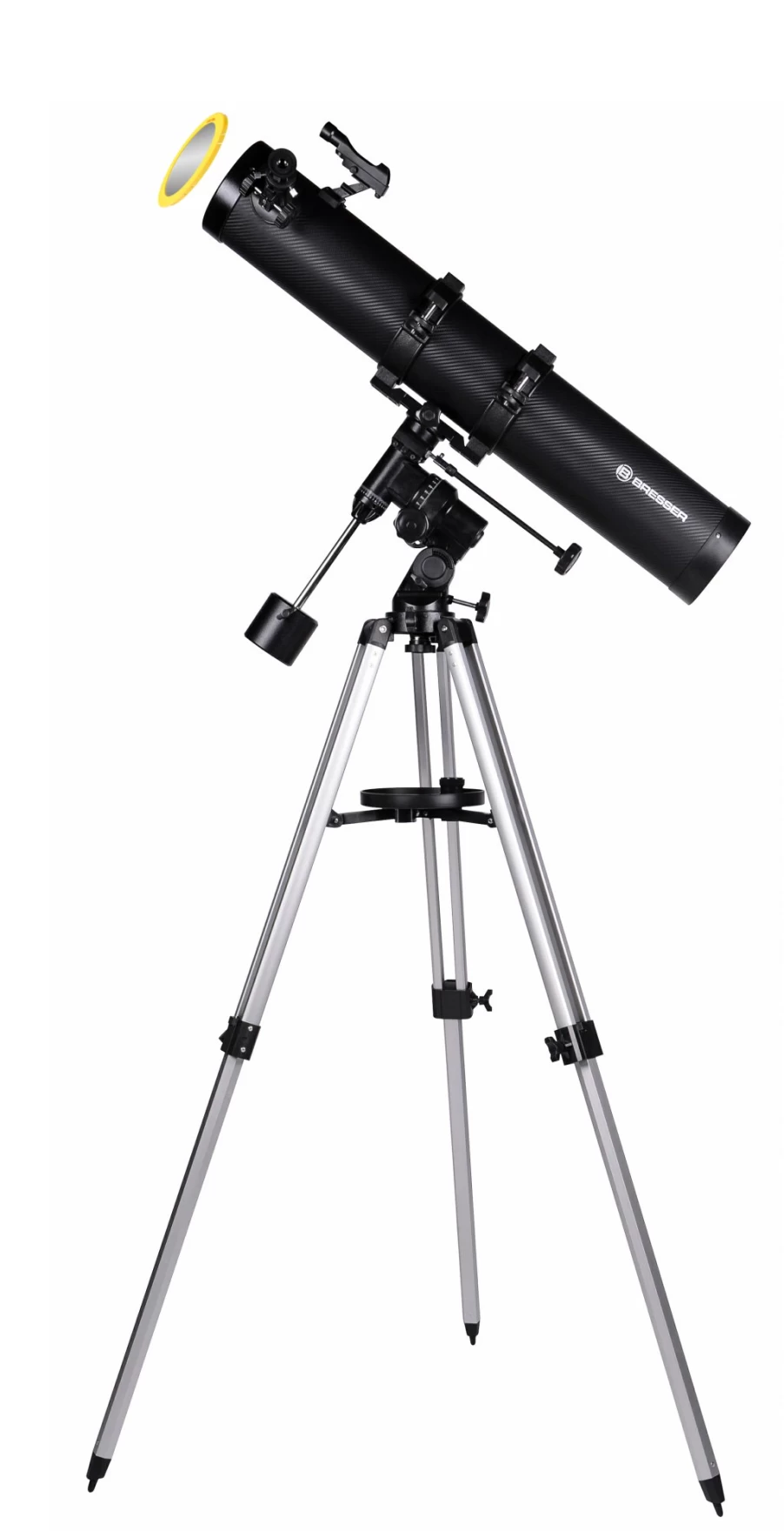 Bresser Galaxia 114mm Aperture 900mm EQ3 Reflector Telescope with Smartphone Adapter & Solar Filter for Astronomy Beginners