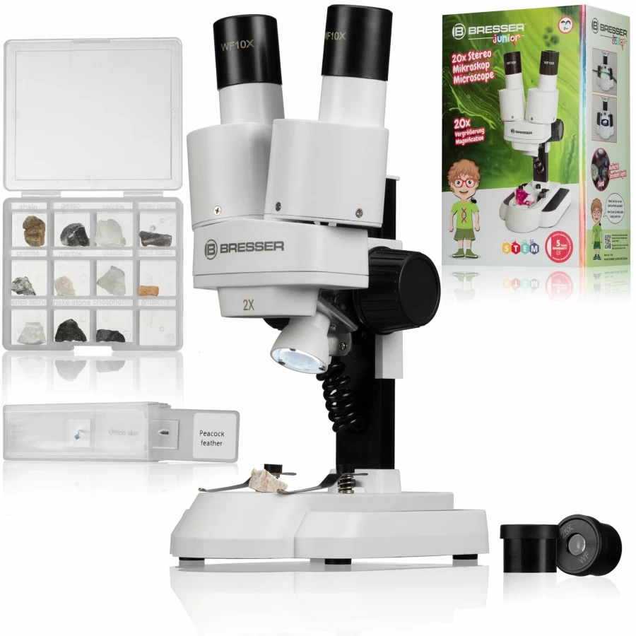 Bresser Junior 50X Microscope for Incident and Transmitted Light – Kids & Student Science Tool