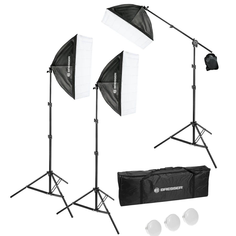 Bresser BR-230B LED Daylight Set - Professional Studio Lighting Kit with Adjustable Brightness for Photography & Videography