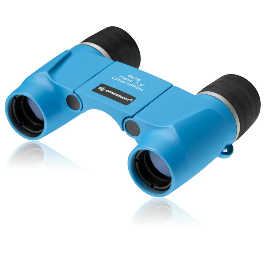 Bresser Junior 6x18 Binoculars for Kids - Blue, Lightweight & Durable Children's Binoculars for Outdoor Exploration