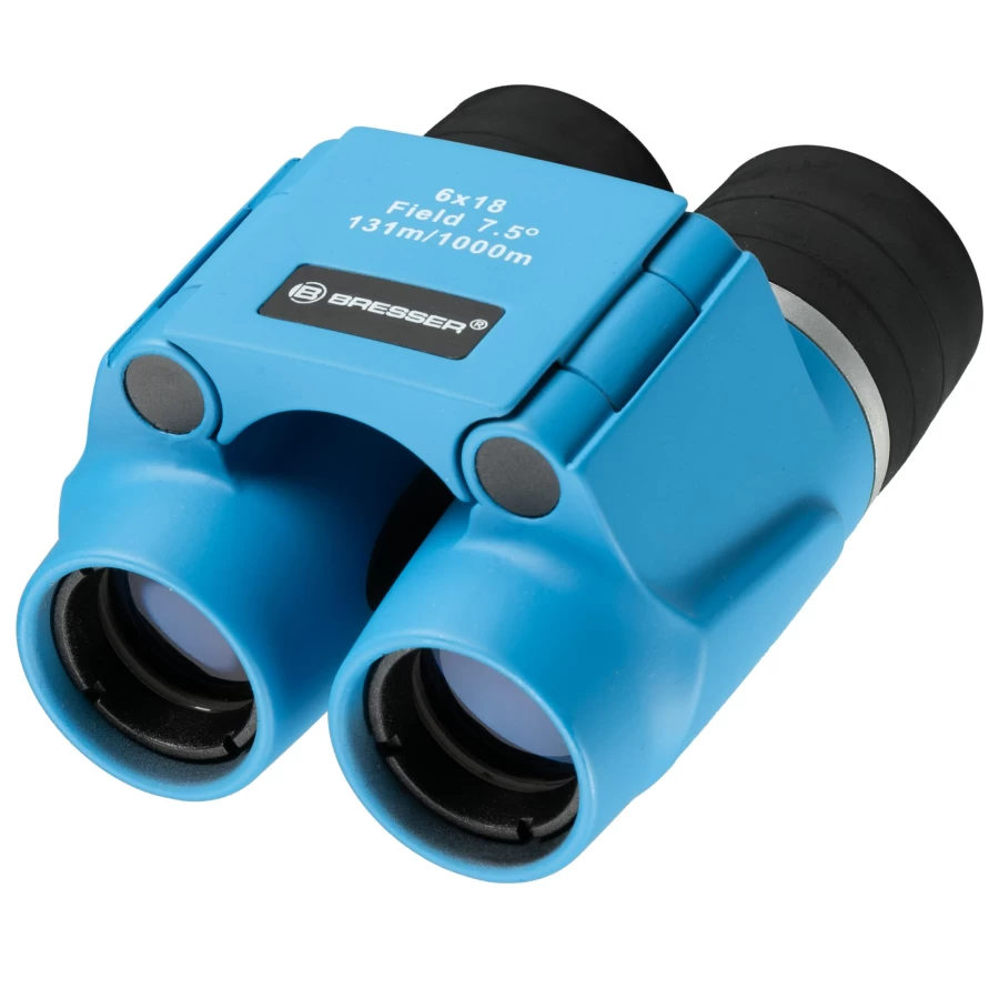 Bresser Junior 6x18 Binoculars for Kids - Blue, Lightweight & Durable Children's Binoculars for Outdoor Exploration