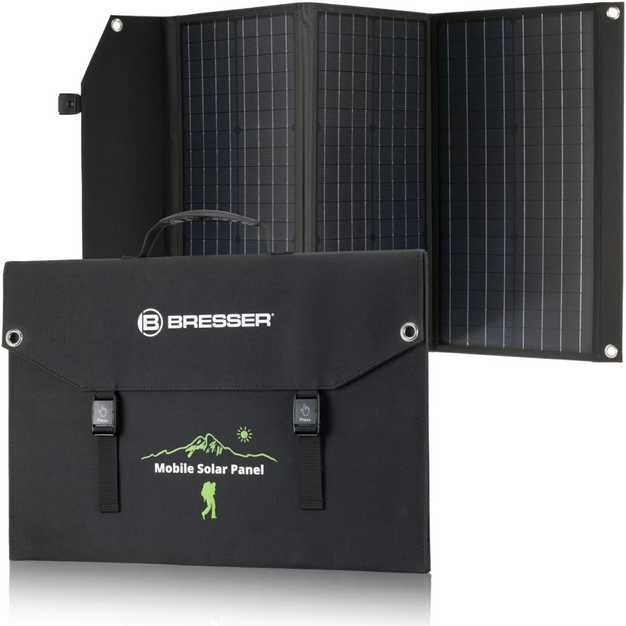 Bresser 90W Portable Solar Charger with USB & DC Output for Outdoor Mobile Devices