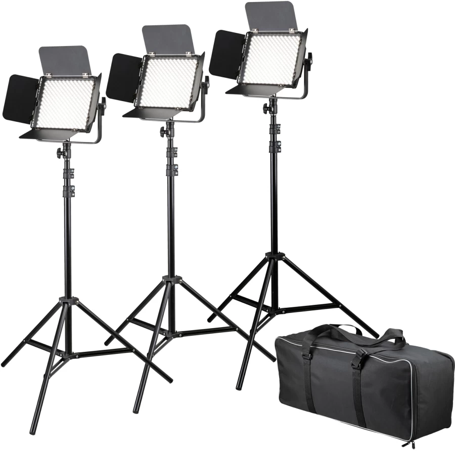 Bresser BR-600MB Triple Panel Light Kit - High-Output LED Lighting for Professional Photography