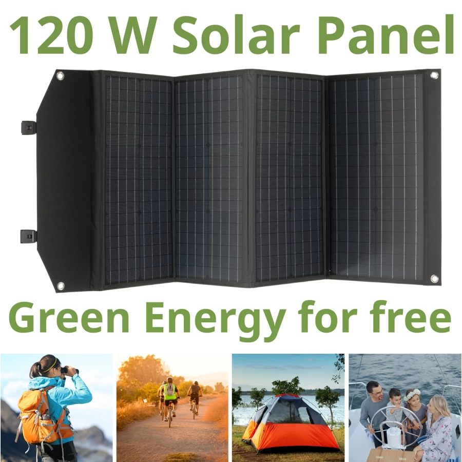 Bresser 120W Portable Solar Charger with USB & DC Output for Mobile Devices