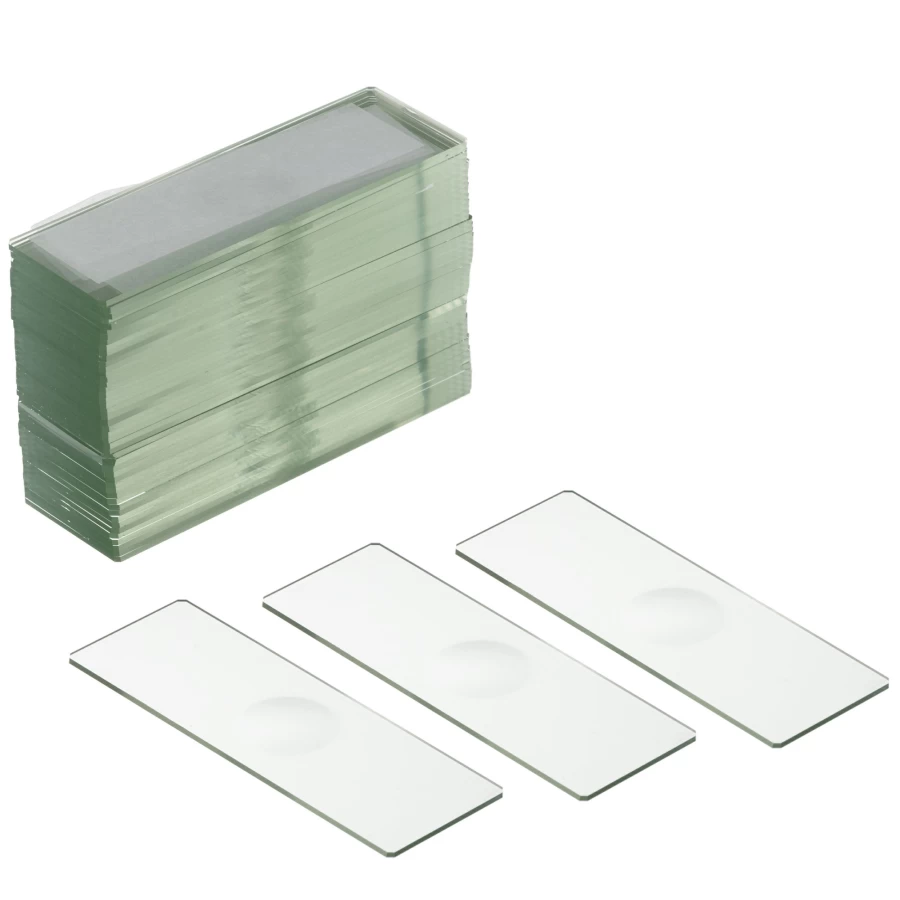 Bresser 50-Piece Blank Microscope Slides with Wells for Lab and Educational Use