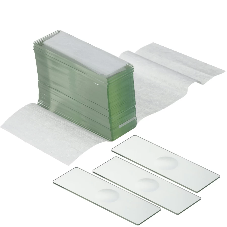 Bresser 50-Piece Blank Microscope Slides with Wells for Lab and Educational Use
