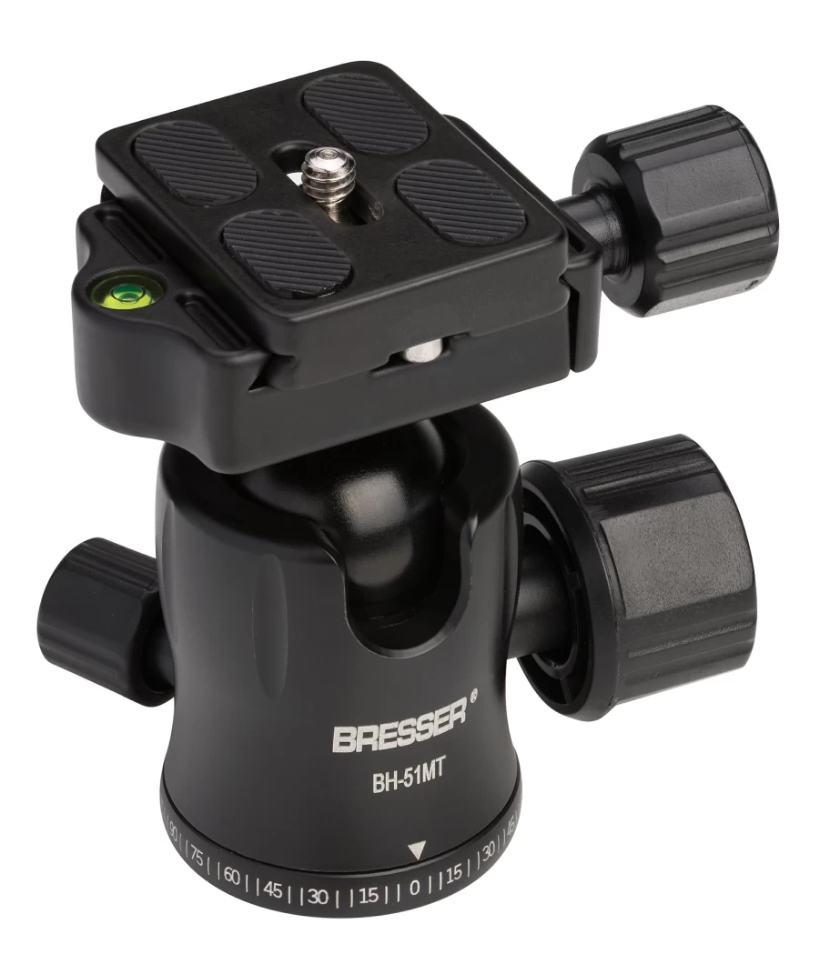 Bresser BH-51MT Professional Ball Head with Quick Release Plate – Supports Up to 10kg for Tripods & Monopods