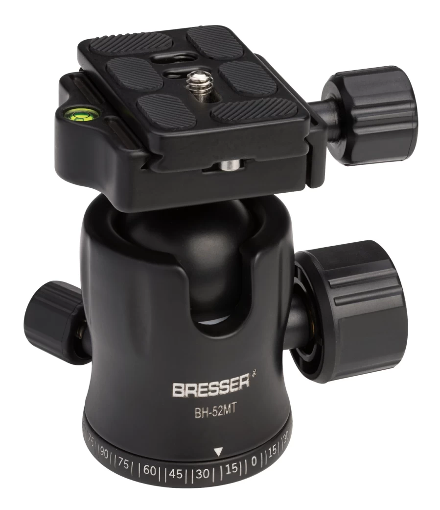 Bresser BH-52MT Heavy Duty Ball Head with Quick Release - Supports Up to 15kg for Tripods & Monopods