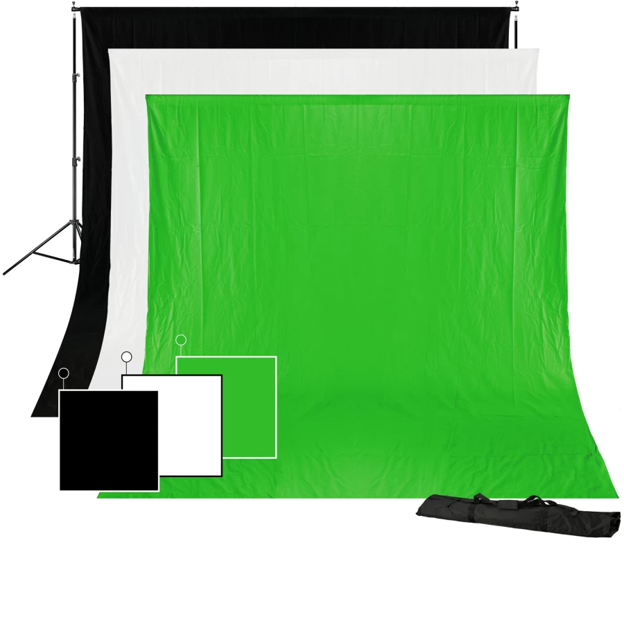 Bresser BR-BGS1 Background System Set with 3x4m Cloth - 3 Color Options for Professional Photography
