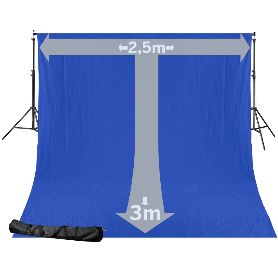 Bresser Br-D24 2.5x3M Chroma Key Blue Background System with Cloth for Green Screen Photography