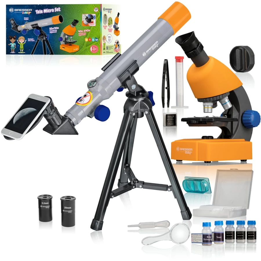 Bresser Junior Microscope and Telescope Kit for Kids – 2-in-1 Science Exploration Set