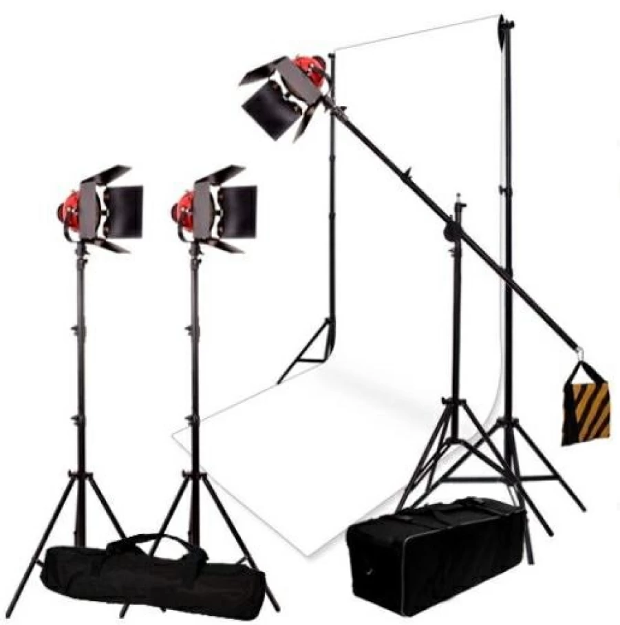 Bresser SG-800D Studio Lighting Kit with 3 Dimmable Halogen Lamps and Illumination Background Set
